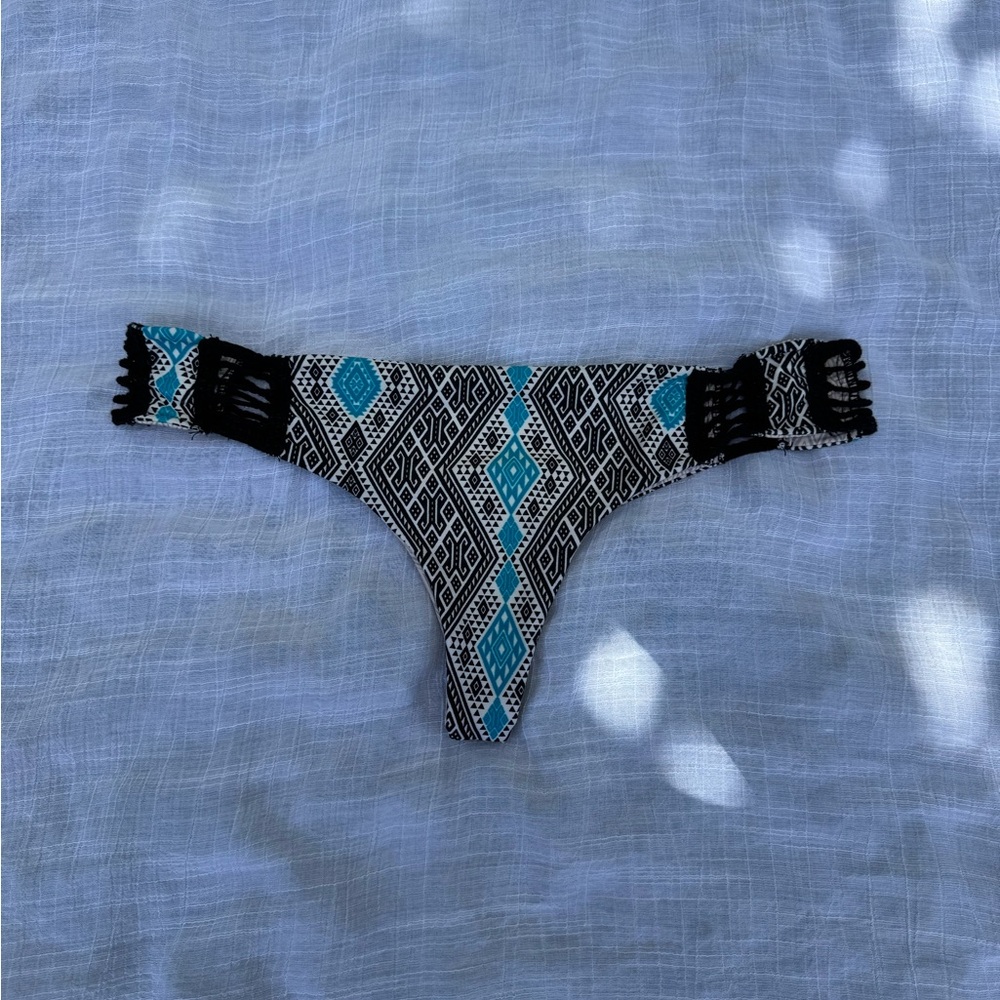 Acacia Swimwear Zigzag Bikini Bottom - Black, Blue, and White